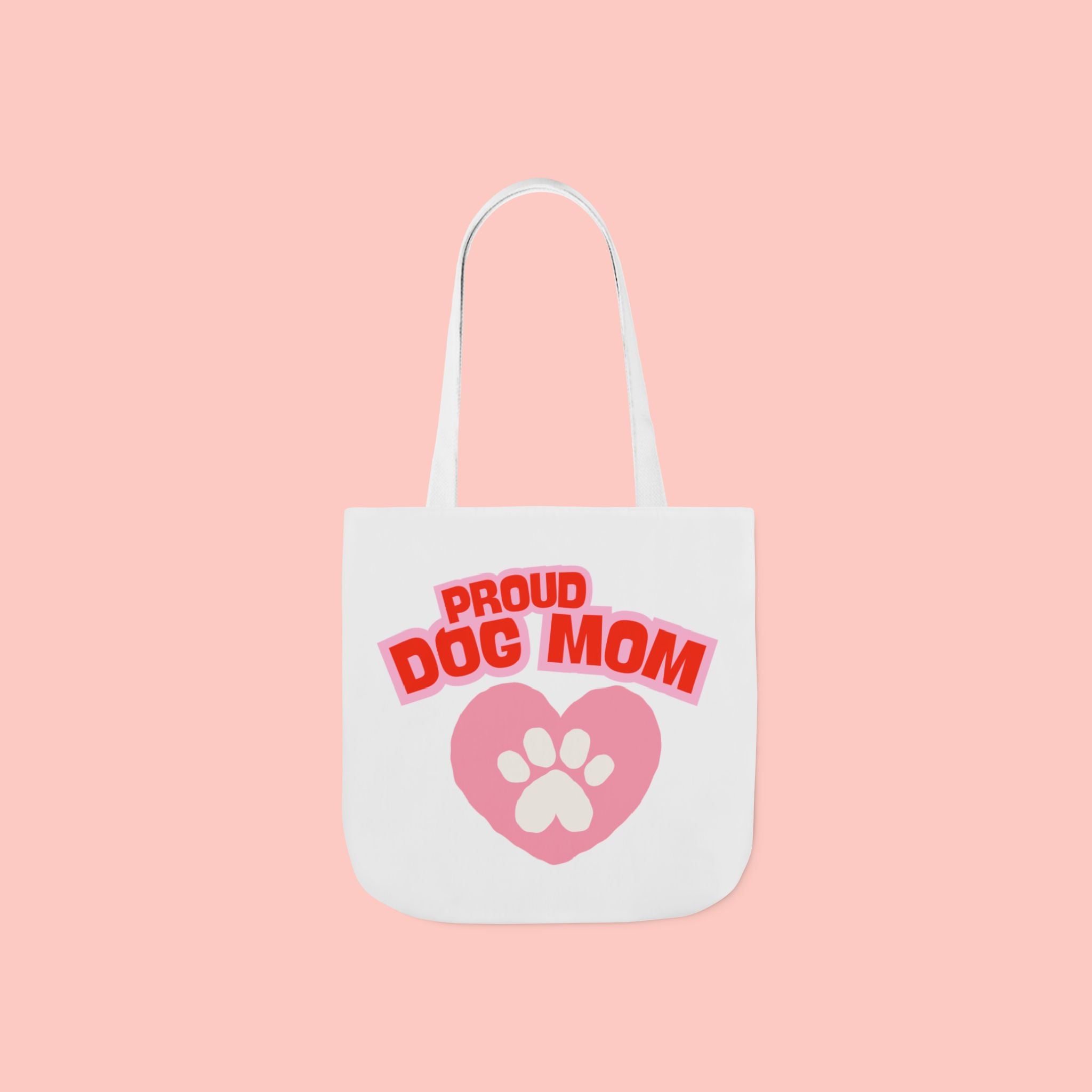 Proud Dog Mom Canvas Tote Bag – Pink Paw Heart Dog Mom Gift