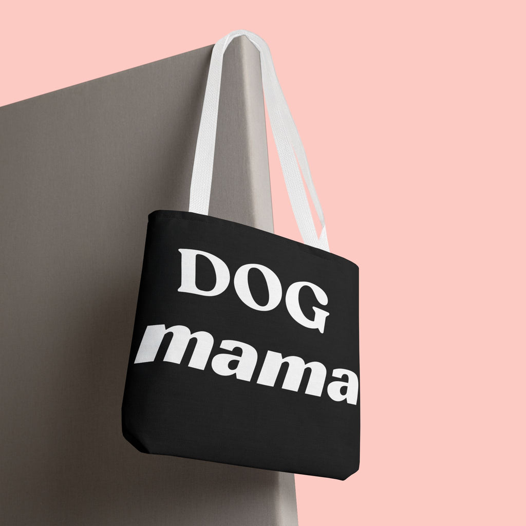 Dog Mama Tote Bag — Black Canvas Pet Lover Tote