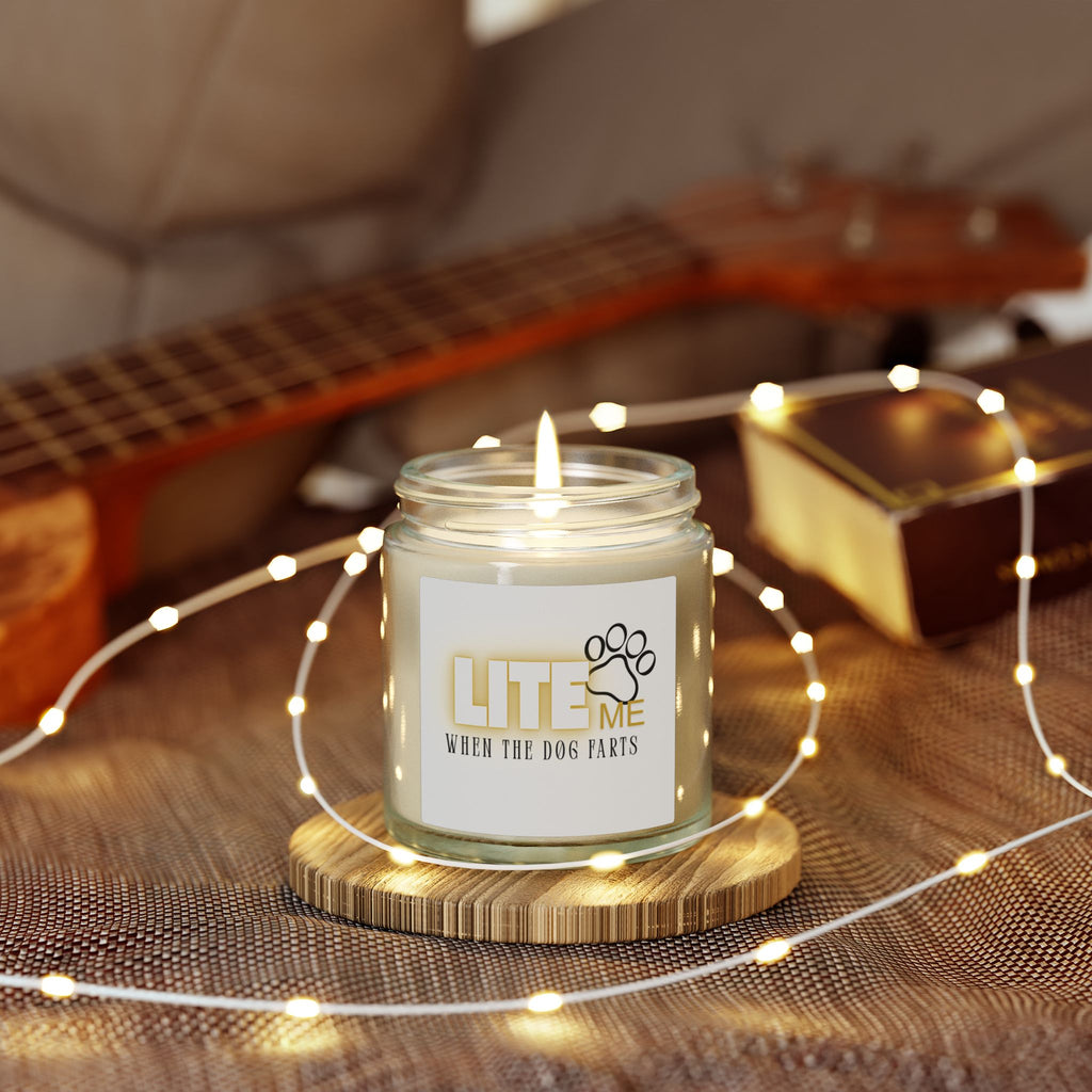 Coconut Apricot Scented Candle — "Lite Me When The Dog Farts" (4oz / 9oz)