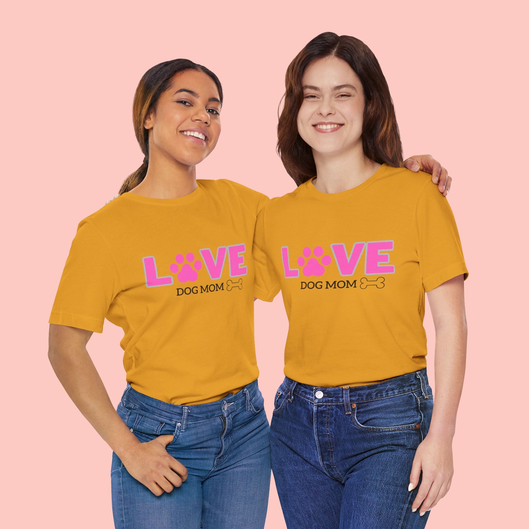 Love Dog Mom T-Shirt — Pink Paw Graphic Tee