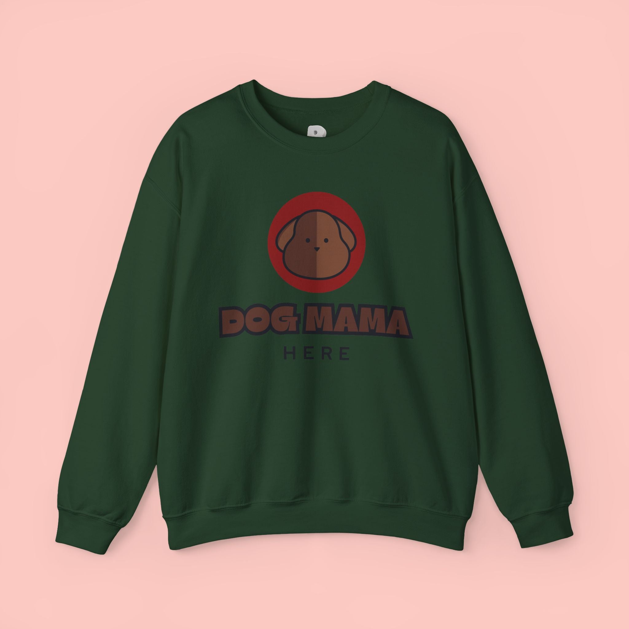 Dog Mama Crewneck Sweatshirt – Cute Brown Pup Graphic ‘Dog Mama’ Design