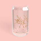 16oz Glass Sipper Tumbler — “Love Dogs” Botanical Design with Bamboo Lid & Straw