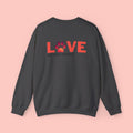 Dog Lover Crewneck Sweatshirt — “LOVE” Paw Design (My Dog > People)