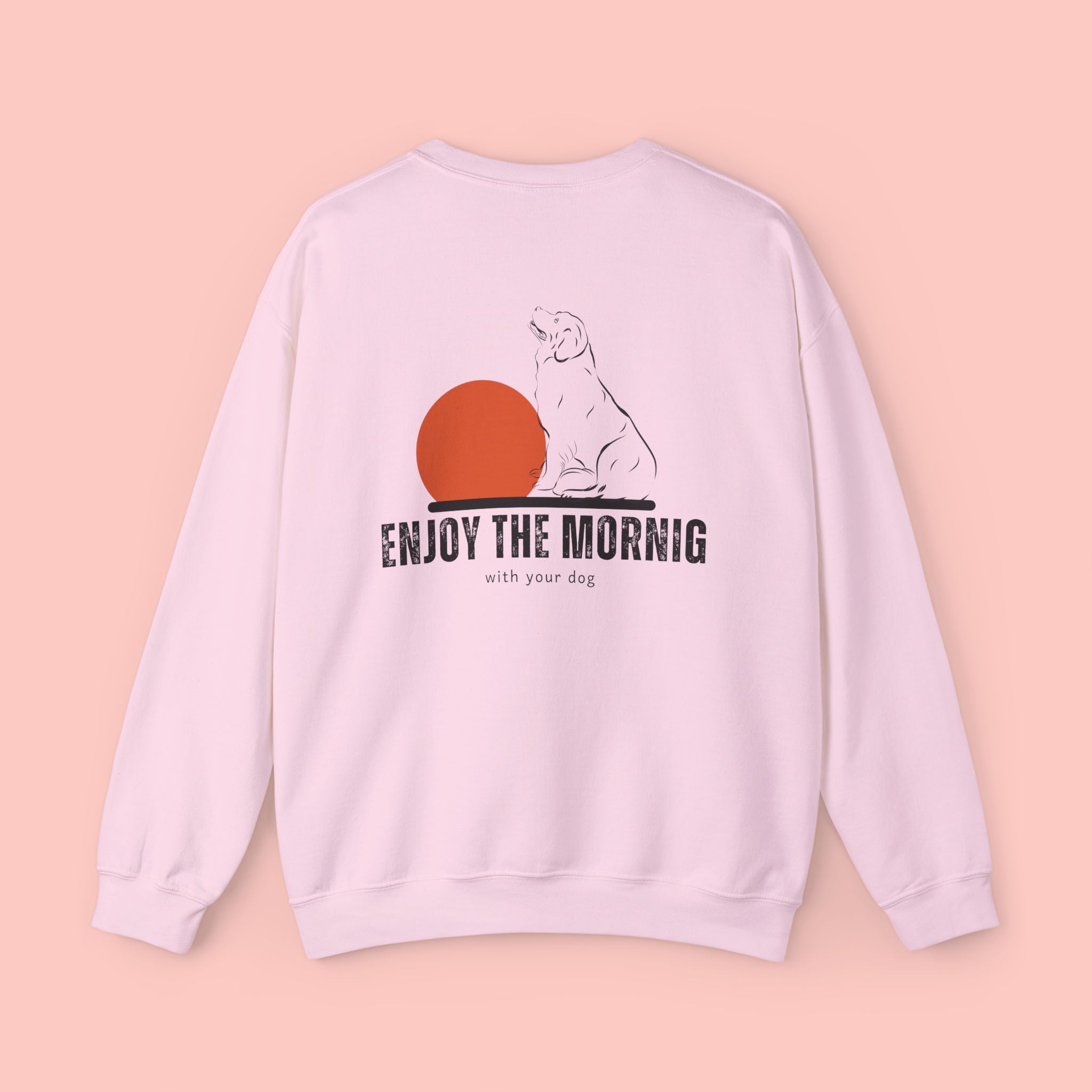 Enjoy the Morning Crewneck Sweatshirt — Dog & Sunrise Graphic