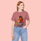 Dog Mom T-Shirt - Cute Woman Hugging Golden Retriever Tee