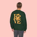 Crewneck Sweatshirt - 'LOVE' Paw Print Graphic | Pet Lover Pullover