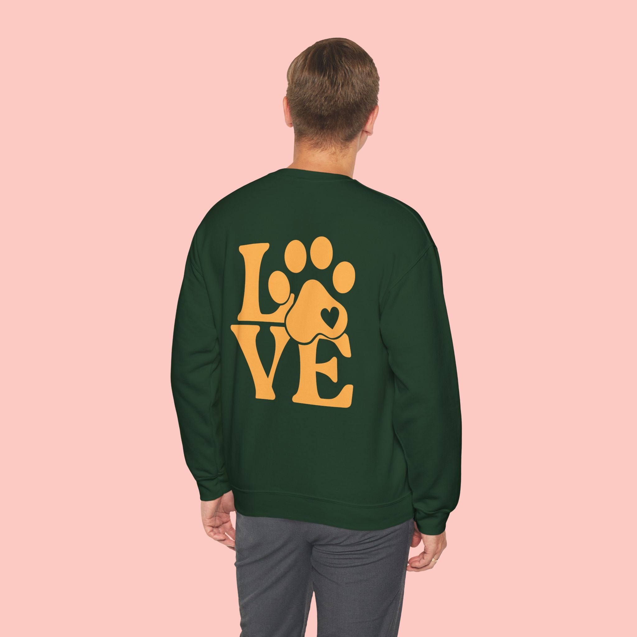 Crewneck Sweatshirt - 'LOVE' Paw Print Graphic | Pet Lover Pullover
