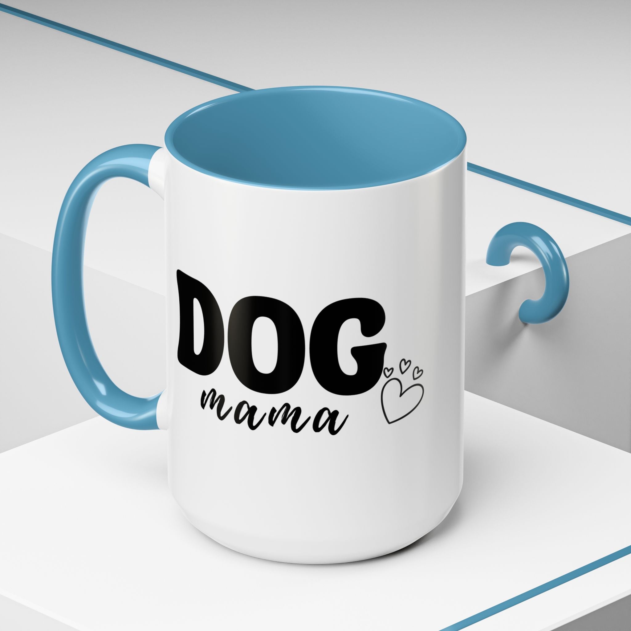 Dog Mama Accent Coffee Mug — Cute Black & White Pet Lover Gift (11/15oz)