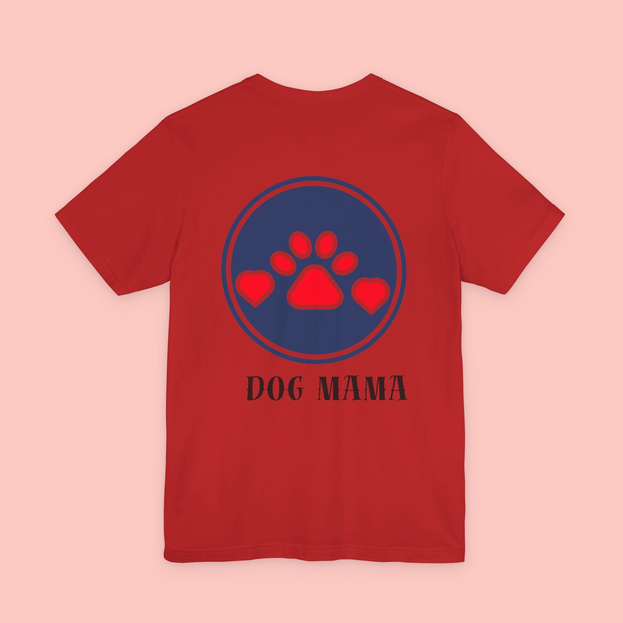 Dog Mama Tee - Paw Print Heart Graphic Short Sleeve Shirt