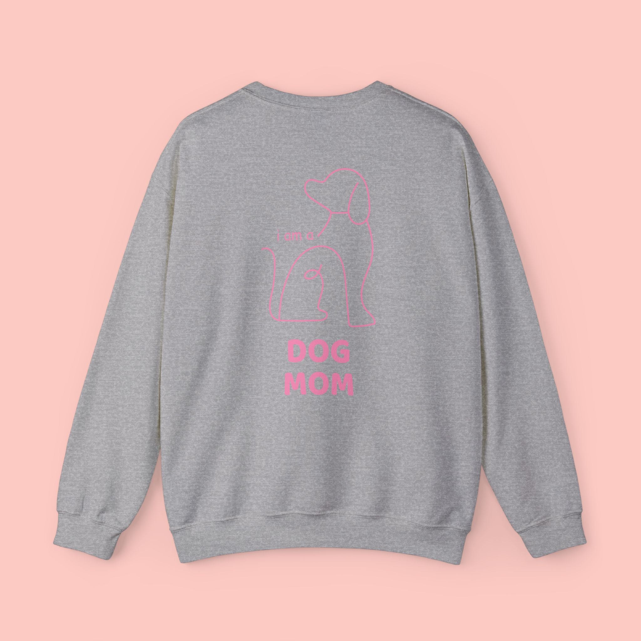 Dog Mom Crewneck Sweatshirt — Pink Minimalist Dog Outline