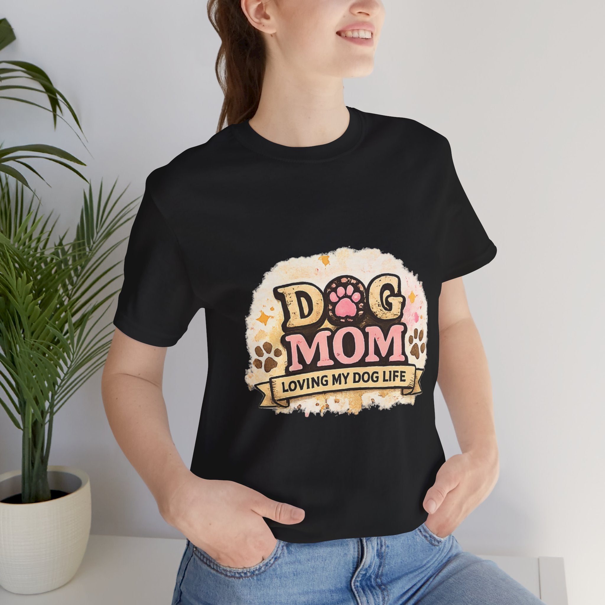Dog Mom T-Shirt – "Loving My Dog Life" Cute Paw Print Tee for Pet Moms