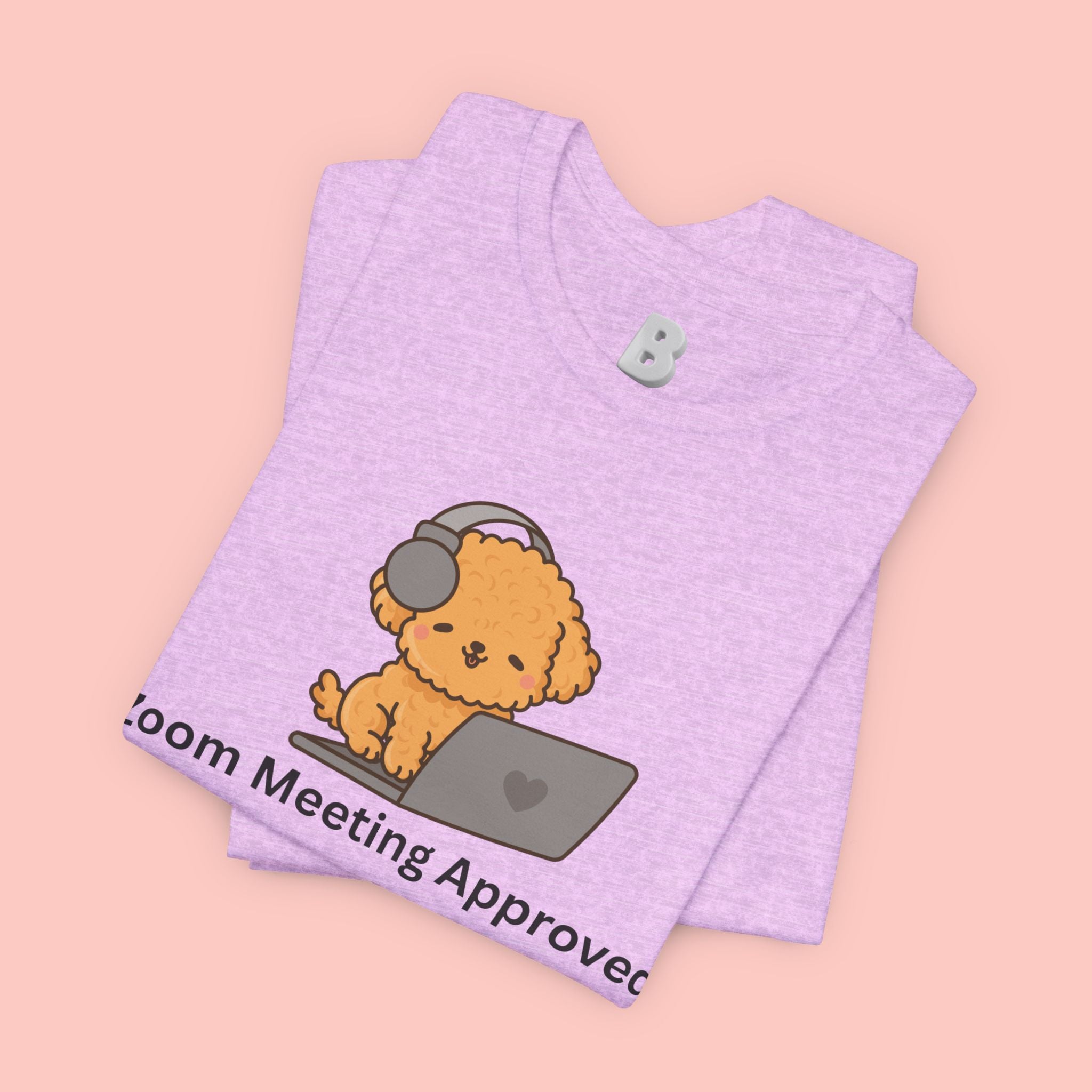 Zoom Meeting Approved Tee — Cute Puppy with Headset Laptop Graphic