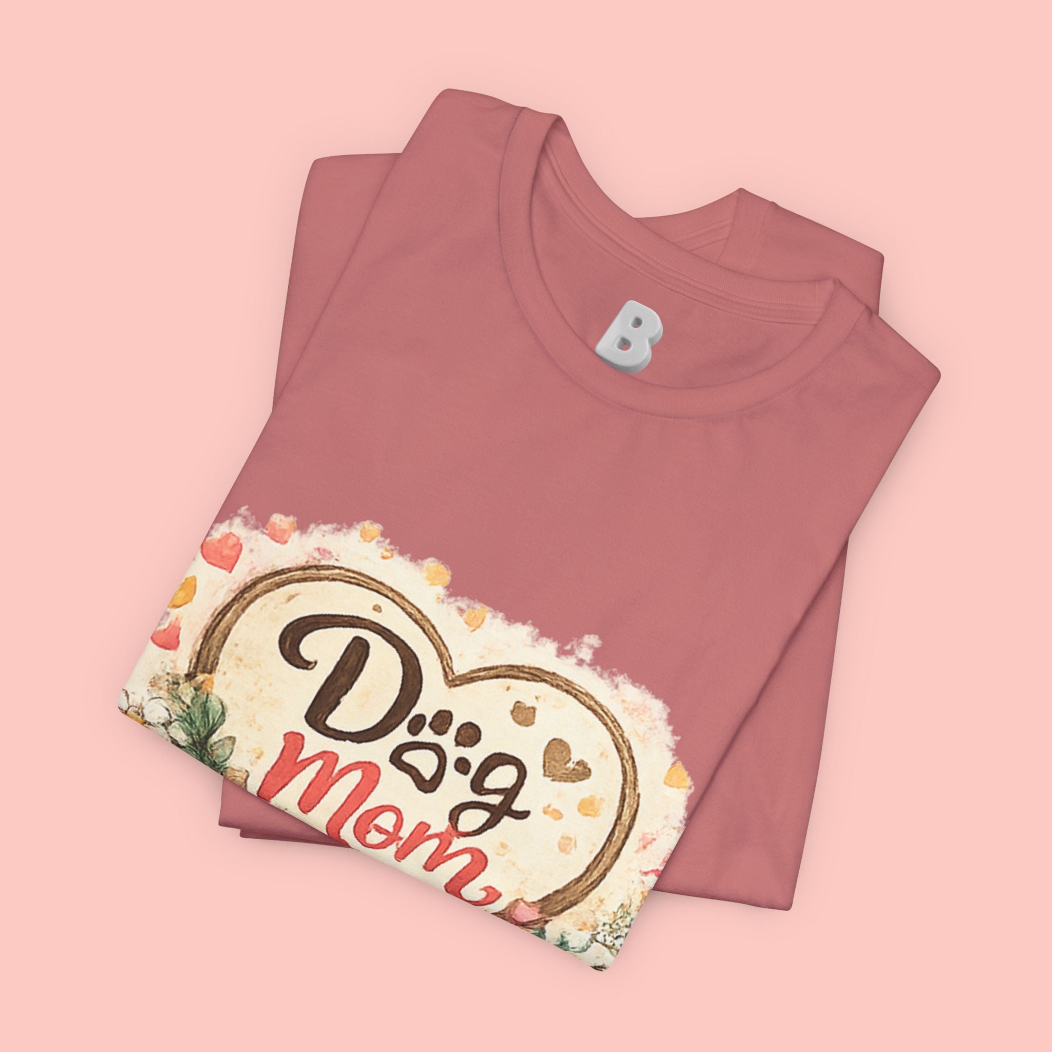 Dog Mom T-Shirt – Floral Heart Paw Design