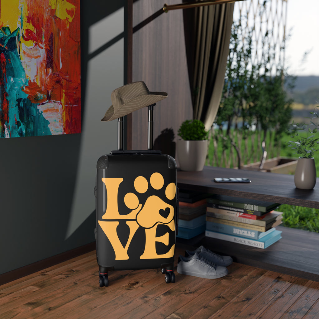 Pet Lover "LOVE" Paw Print Suitcase — Carry-On Luggage for Dog & Cat Owners