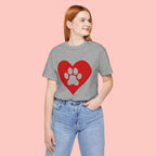 Pet Lover T-Shirt — Red Heart Paw Print Tee