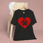 Pet Lover T-Shirt — Red Heart Paw Print Tee