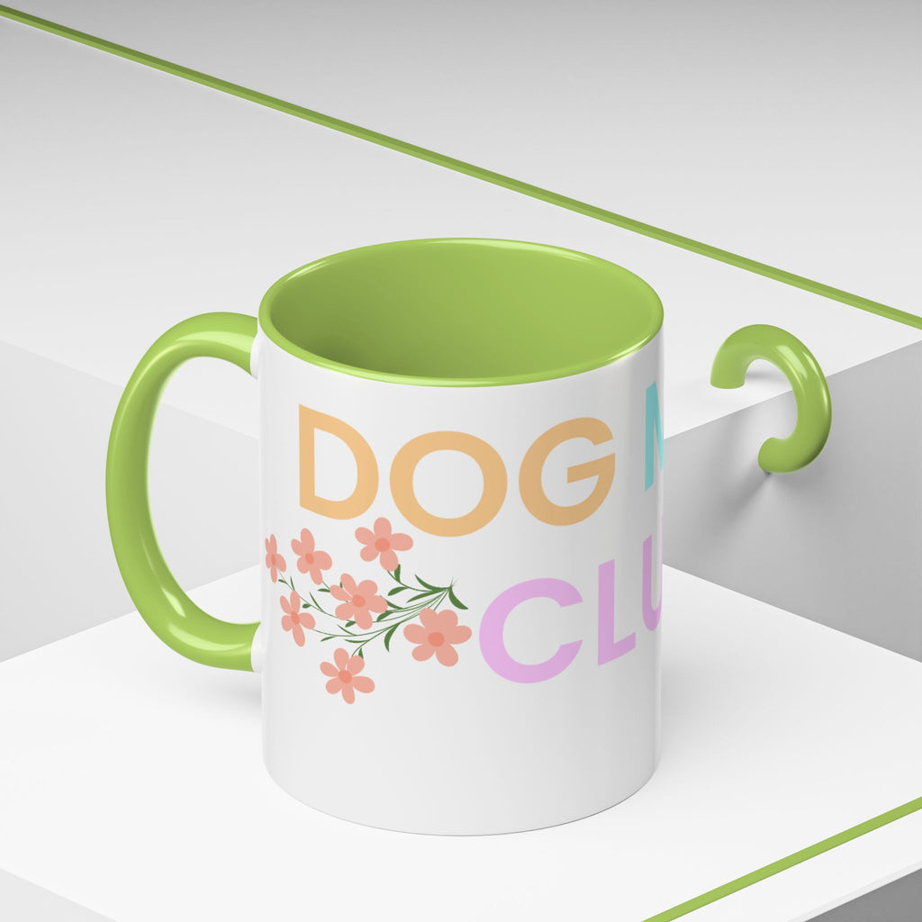 Dog Mom Club Accent Coffee Mug – Colorful Paw Print 11/15oz