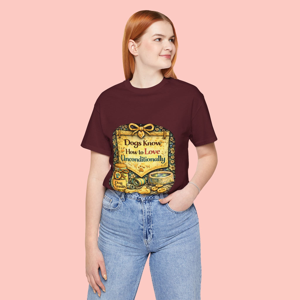 Dog Lovers T‑Shirt – "Dogs Know How to Love Unconditionally" Vintage Design