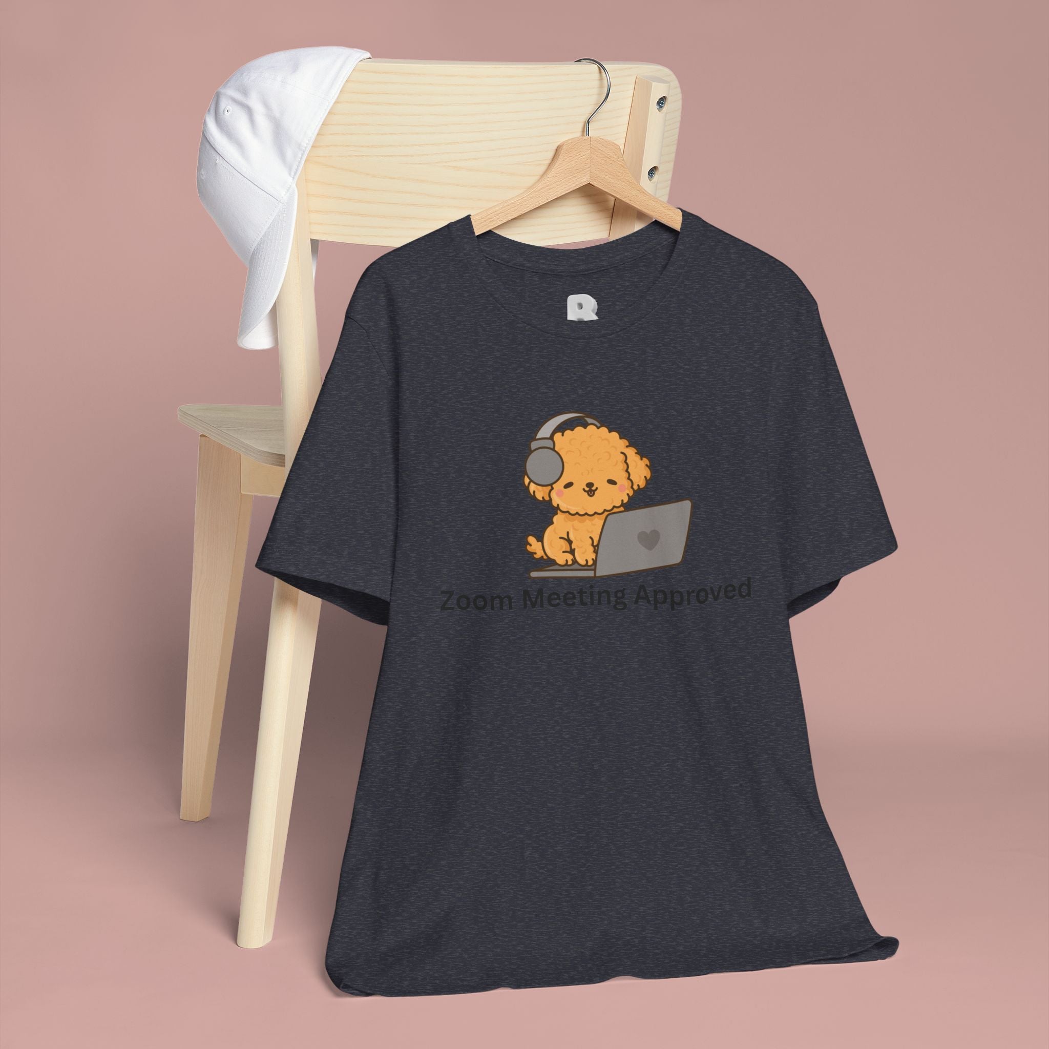 Zoom Meeting Approved Tee — Cute Puppy with Headset Laptop Graphic