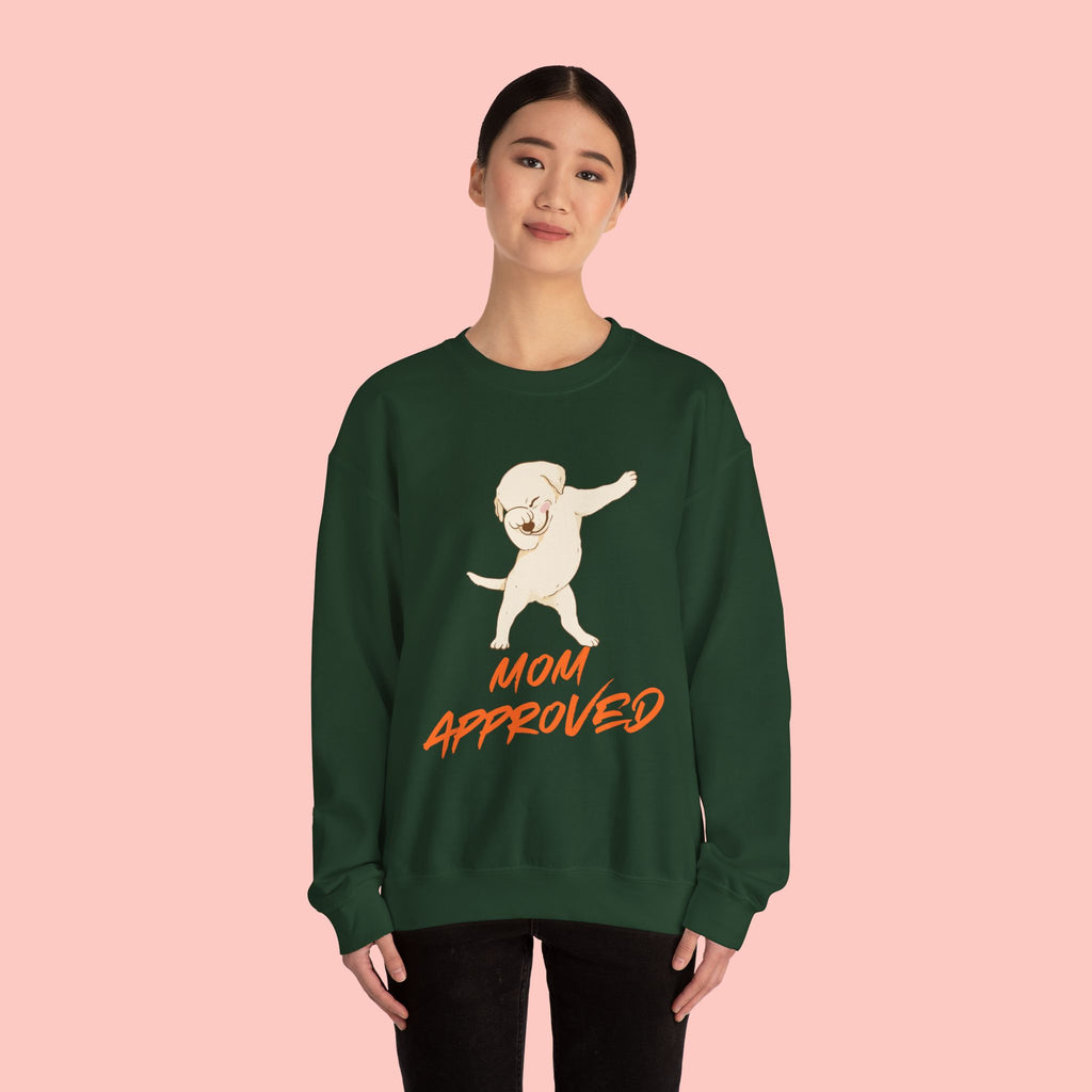 Crewneck Sweatshirt - 'Mom Approved' Dabbing Dog Cute Graphic