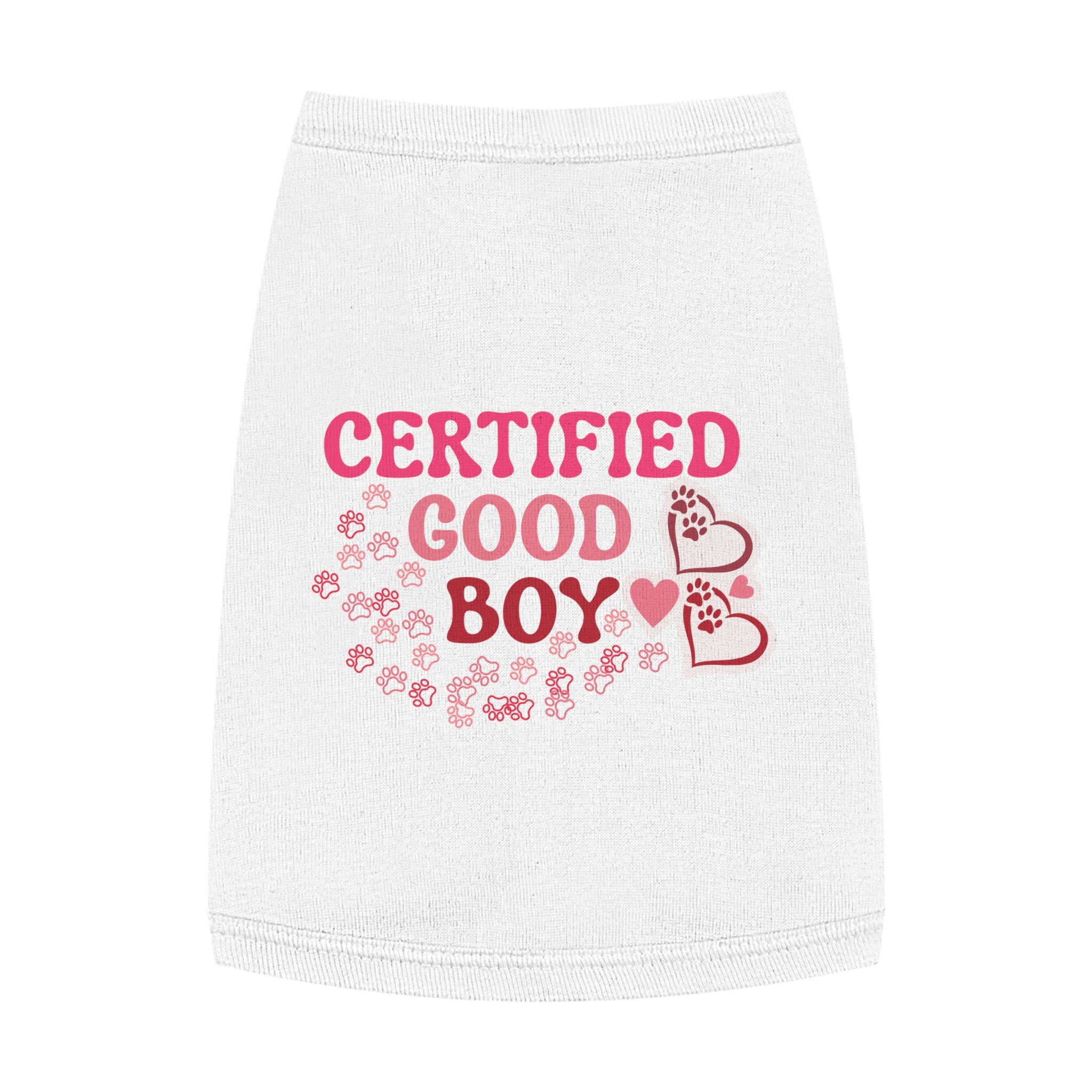 Certified Good Boy Pet Tank Top - Cute Paw & Heart Dog Tee