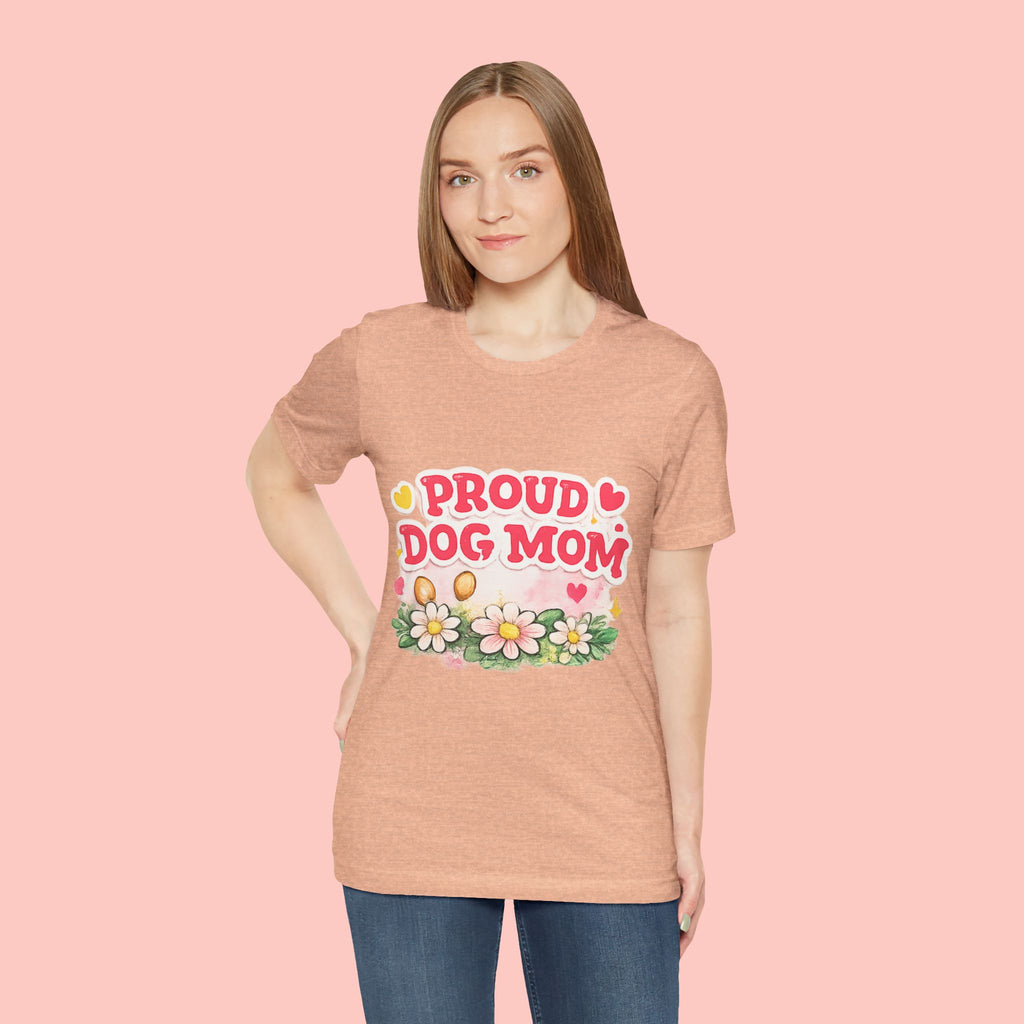 Proud Dog Mom Tee – Floral Retro Heart Design