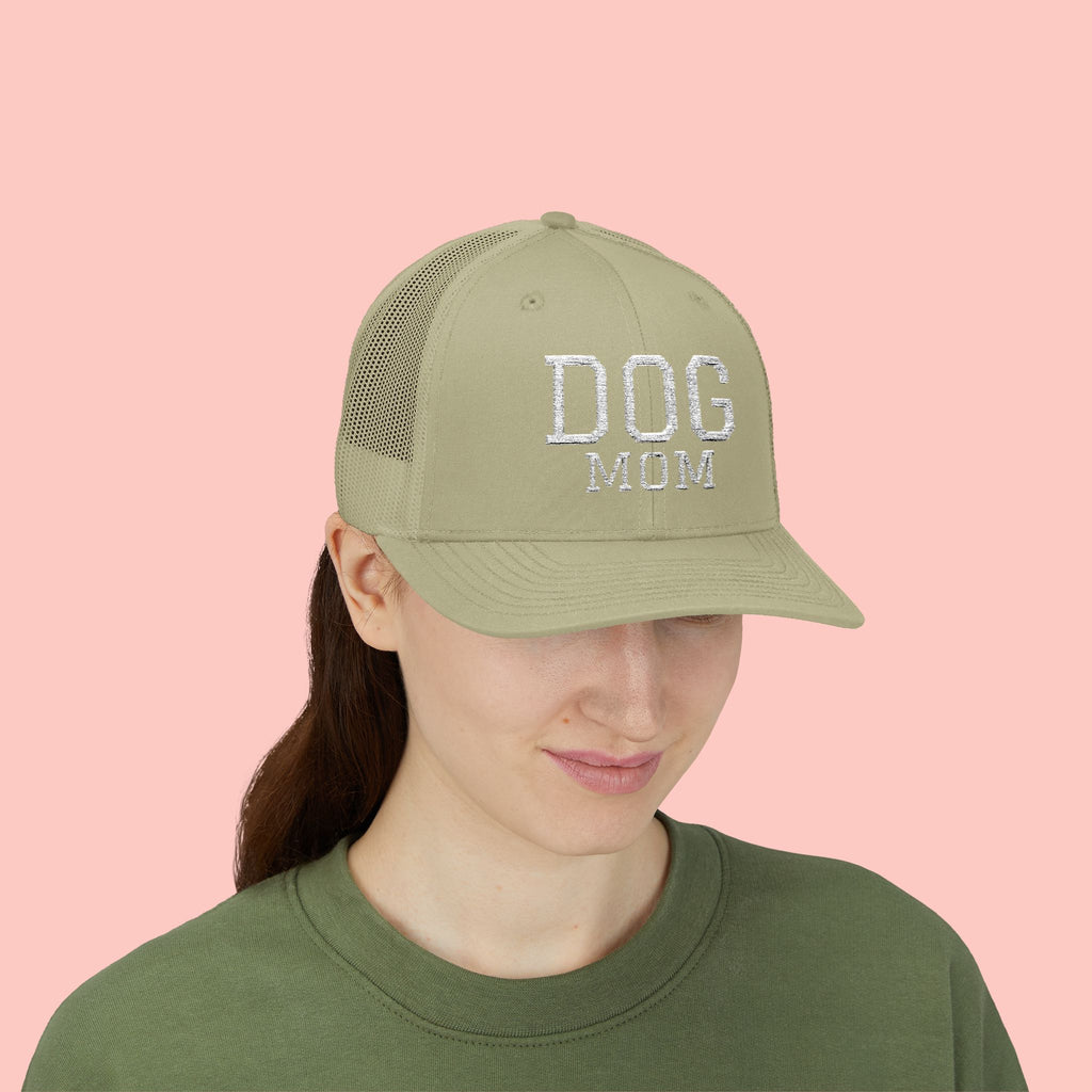 Dog Mom Trucker Cap — Rhinestone Lettering Snapback Hat