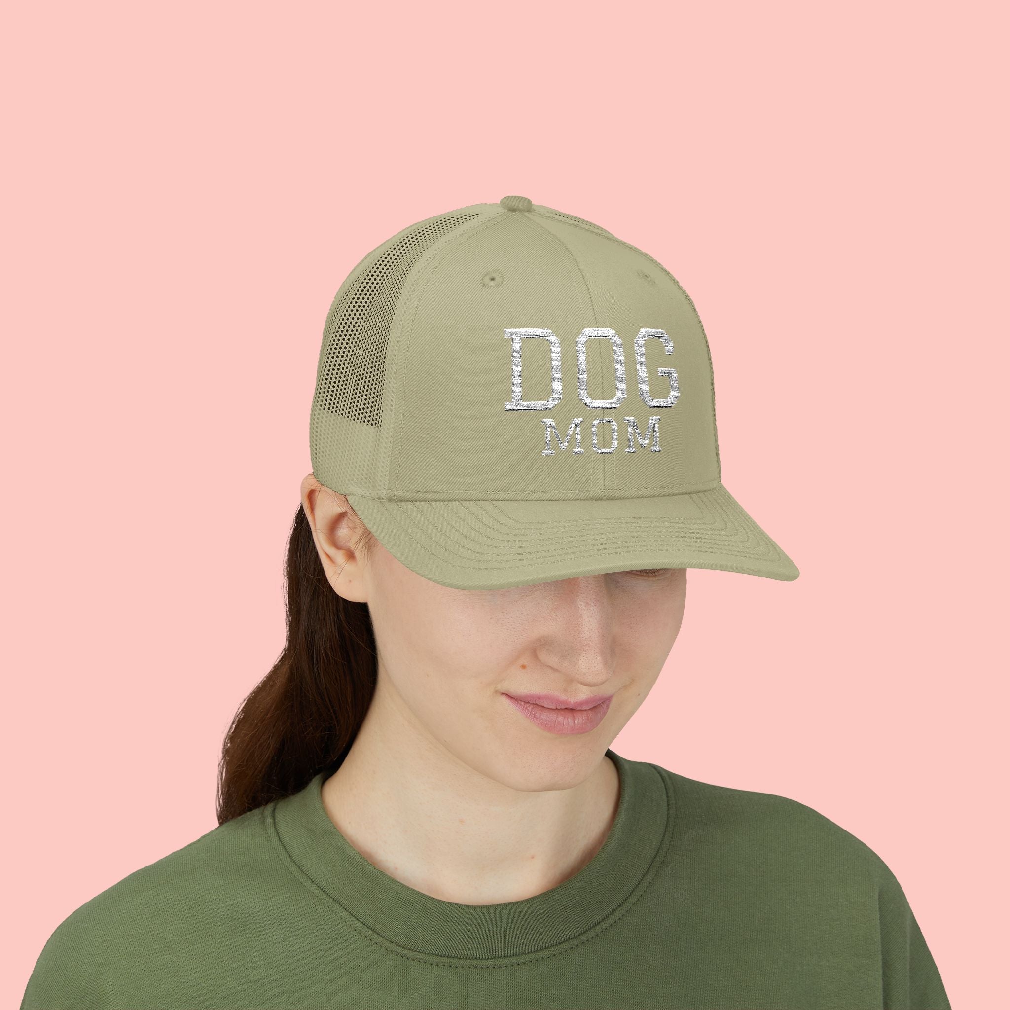 Dog Mom Trucker Cap — Rhinestone Lettering Snapback Hat