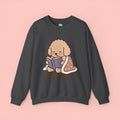 Cozy Reading Puppy Sweatshirt — "Paw Prints On My Soul" Crewneck