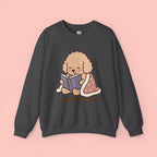 Cozy Reading Puppy Sweatshirt — "Paw Prints On My Soul" Crewneck