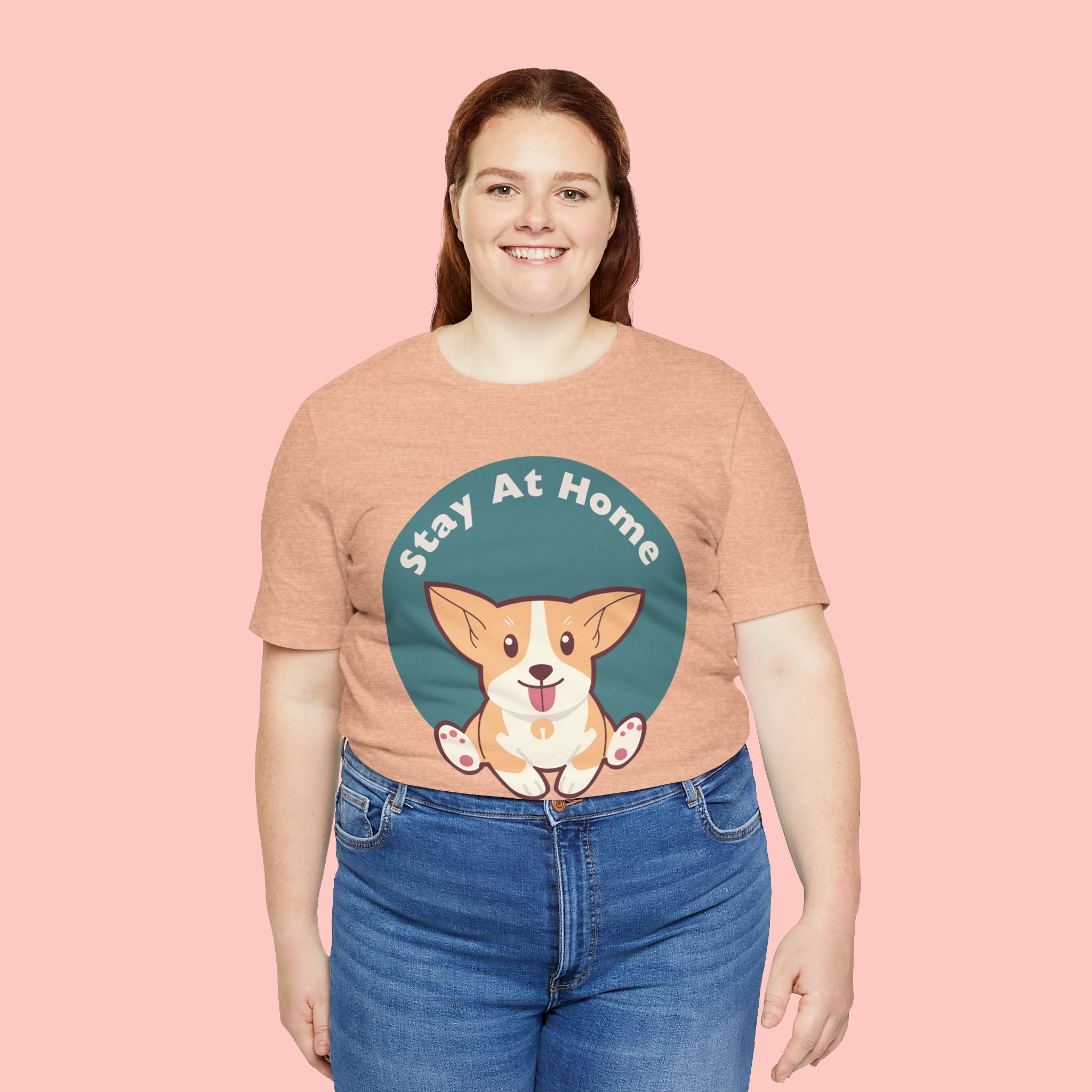 Stay At Home Dog Mom T-Shirt — Cute Corgi Graphic Tee