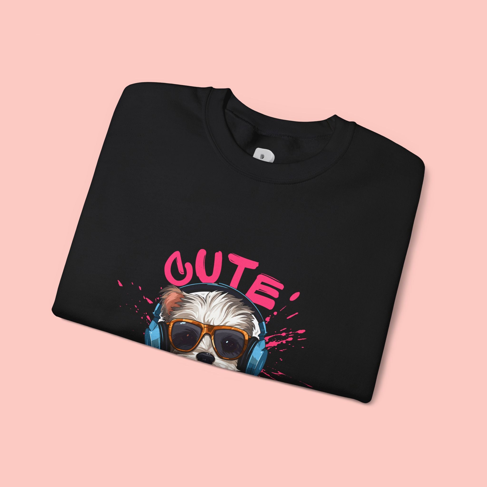 Cute Dog Sweatshirt — Cool Pup with Headphones Graphic Crewneck