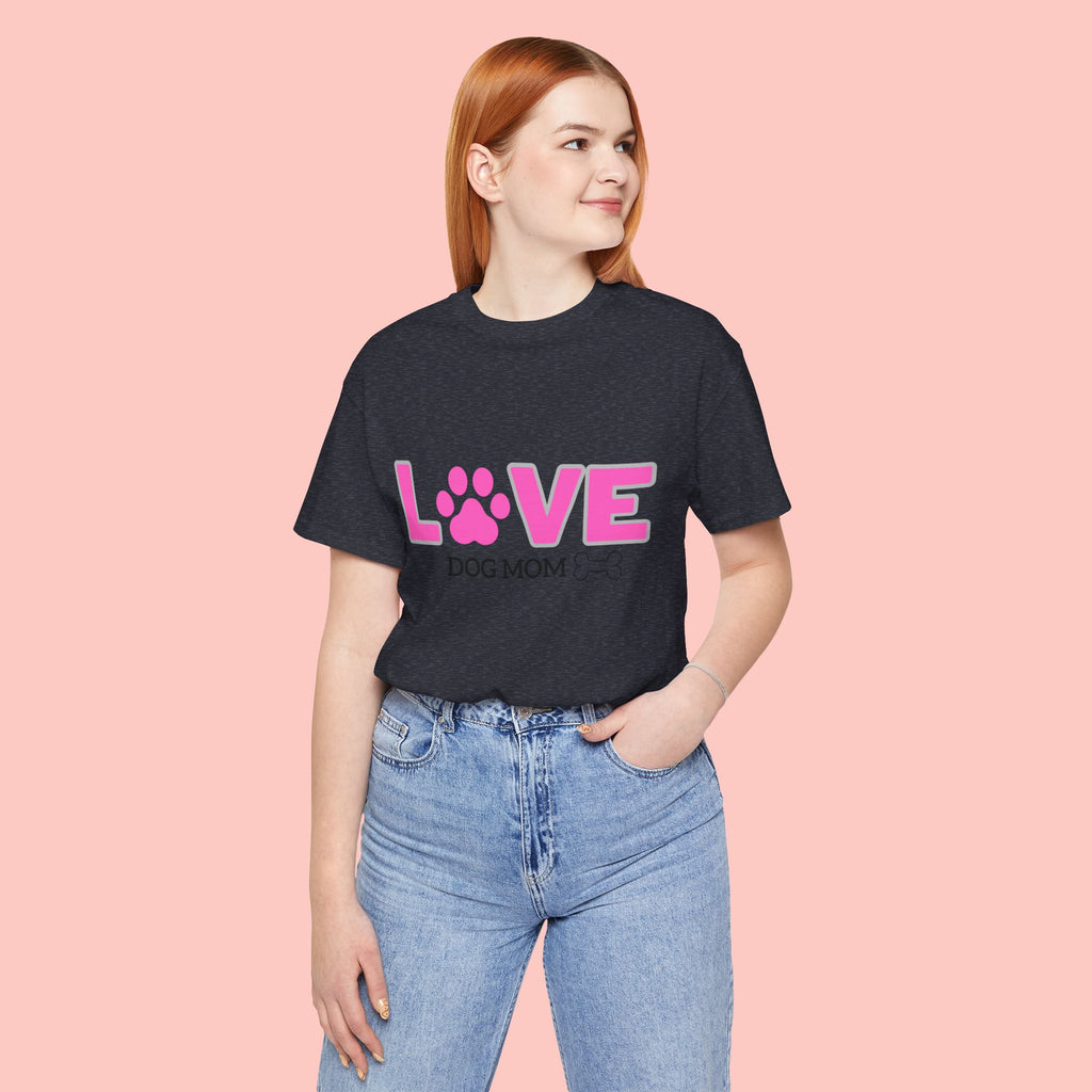 Love Dog Mom T-Shirt — Pink Paw Graphic Tee