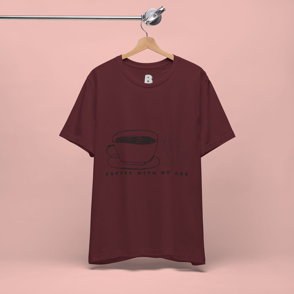 Coffee With My Dog T‑Shirt — Cute Minimalist Dog & Coffee Tee