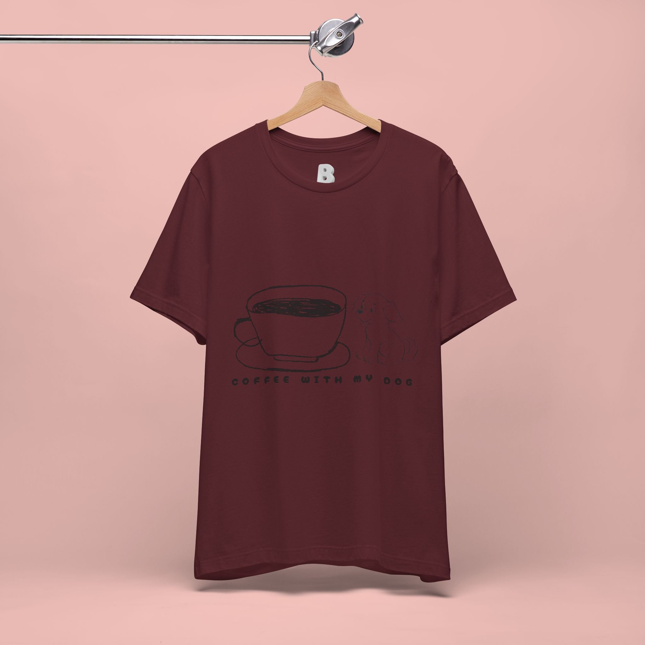 Coffee With My Dog T‑Shirt — Cute Minimalist Dog & Coffee Tee