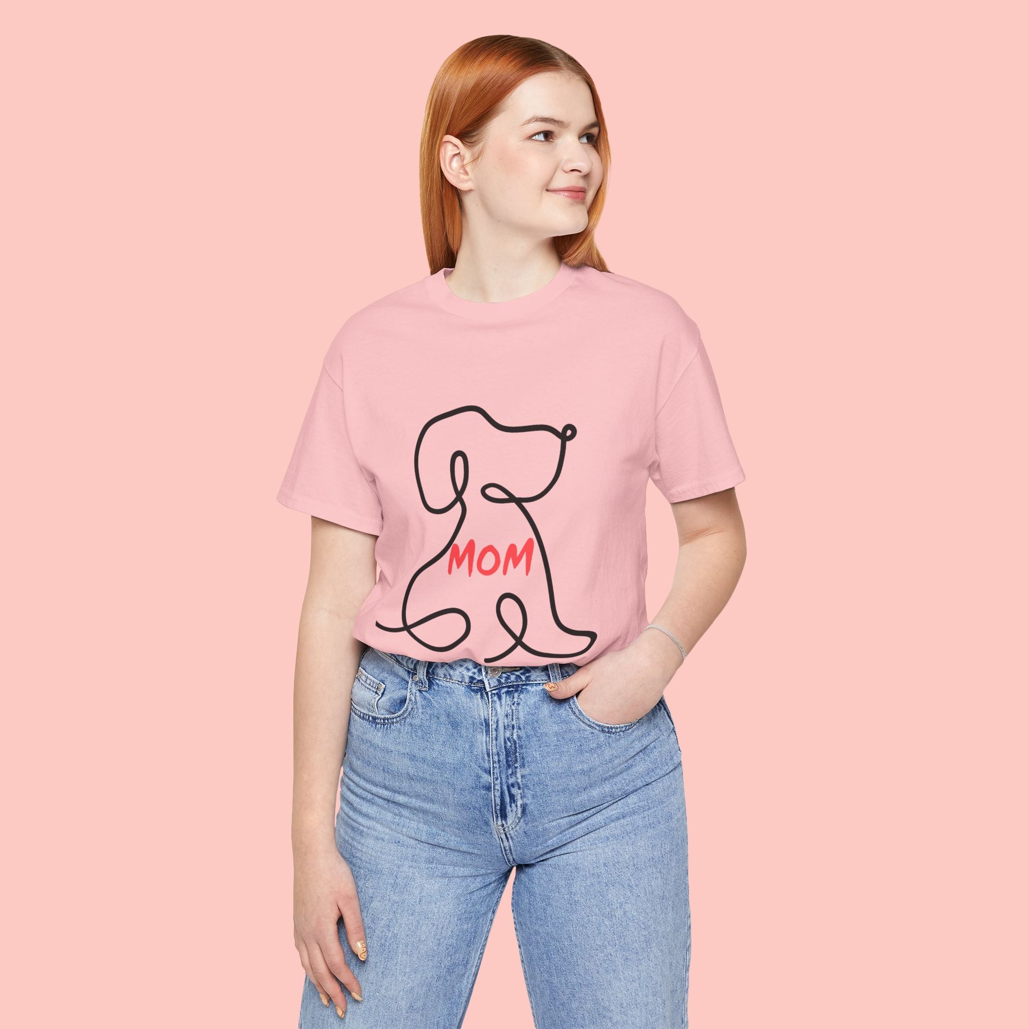 Mom Dog T-Shirt — Minimal Line Art Puppy Tee for Dog Moms, Mother's Day Gift