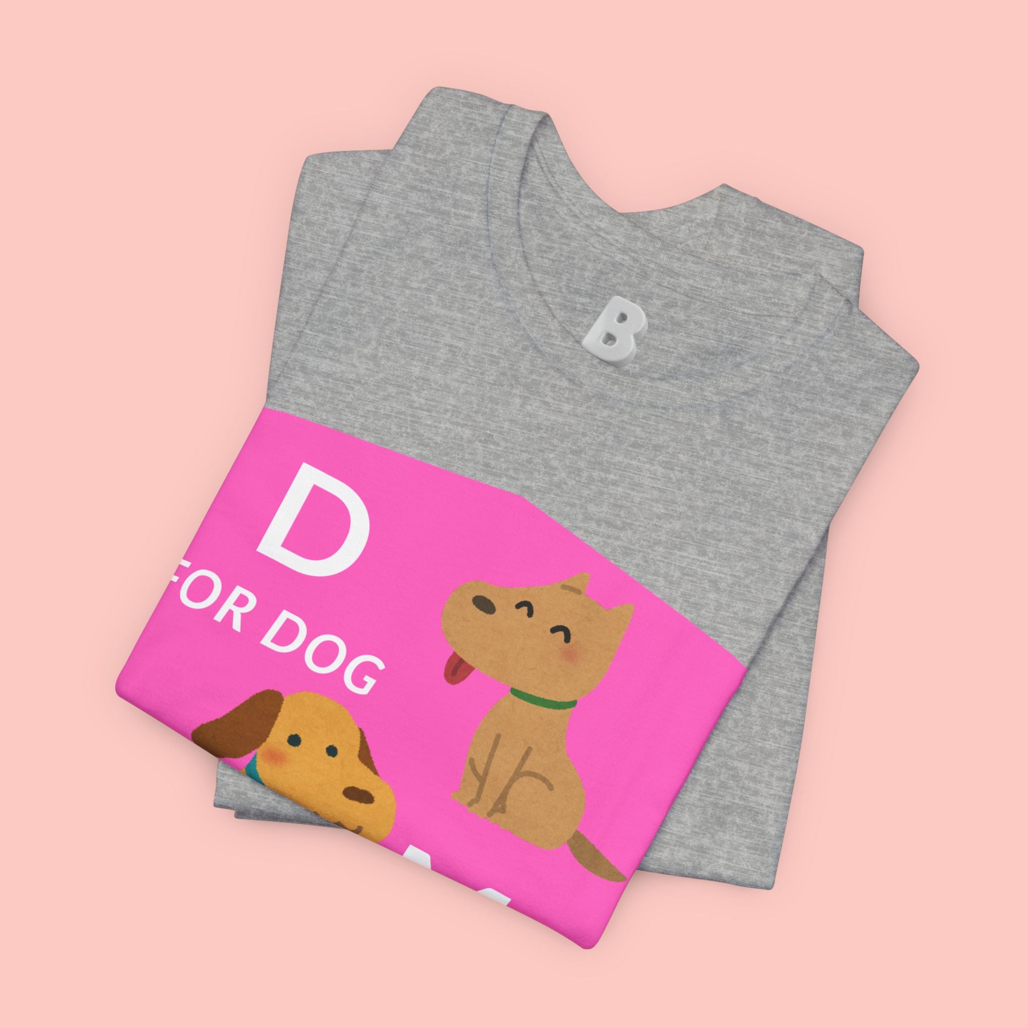 Dog Mom T-Shirt — Cute Pink "D for Dog, M for Mom" Graphic Tee
