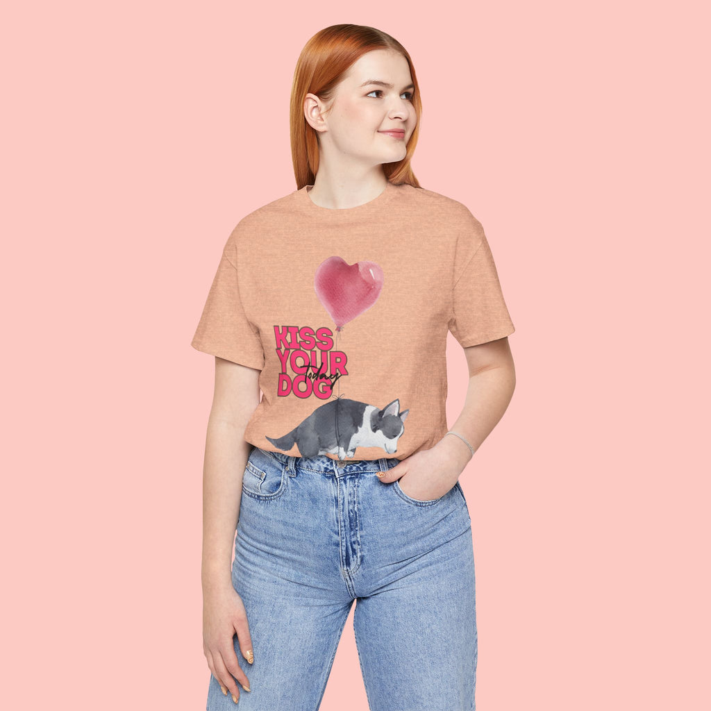 Kiss Your Dog T-Shirt — Cute Corgi with Heart Balloon Pet Lover Tee