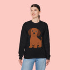 Cute Brown Puppy Sweatshirt — Cartoon Dachshund Crewneck for Dog Lovers