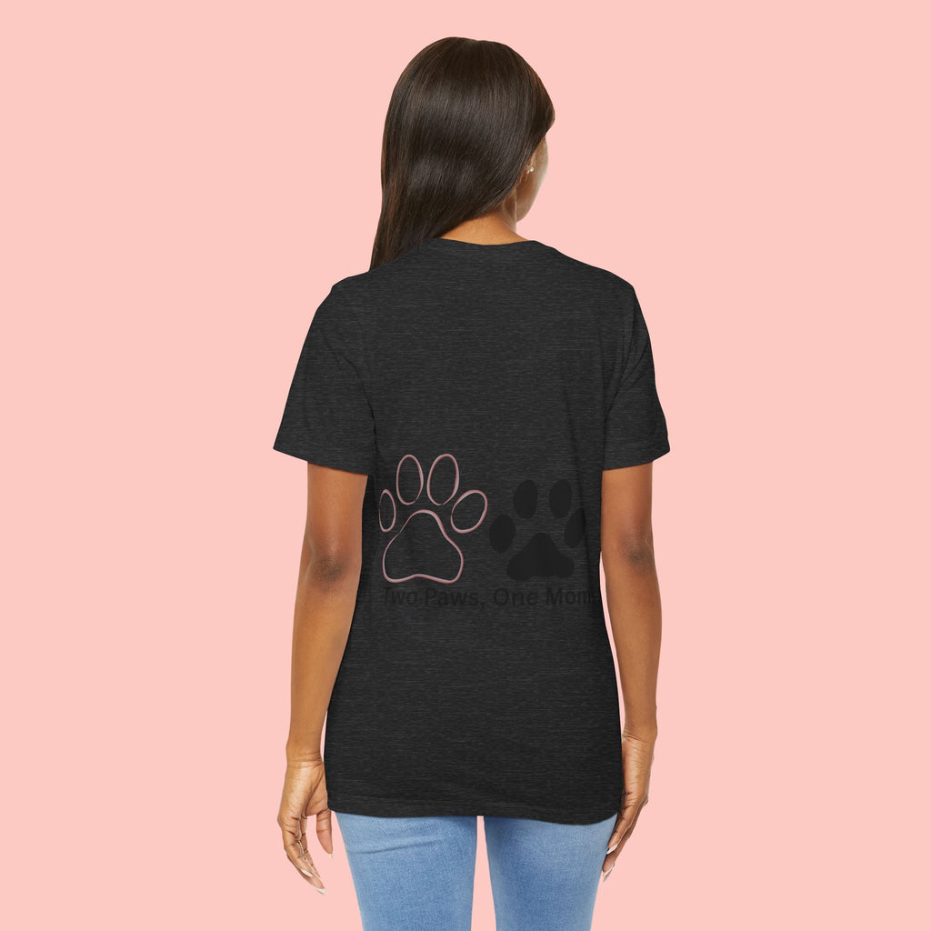 T-Shirt — “Two Paws, One Mom” Paw Print Mom Tee