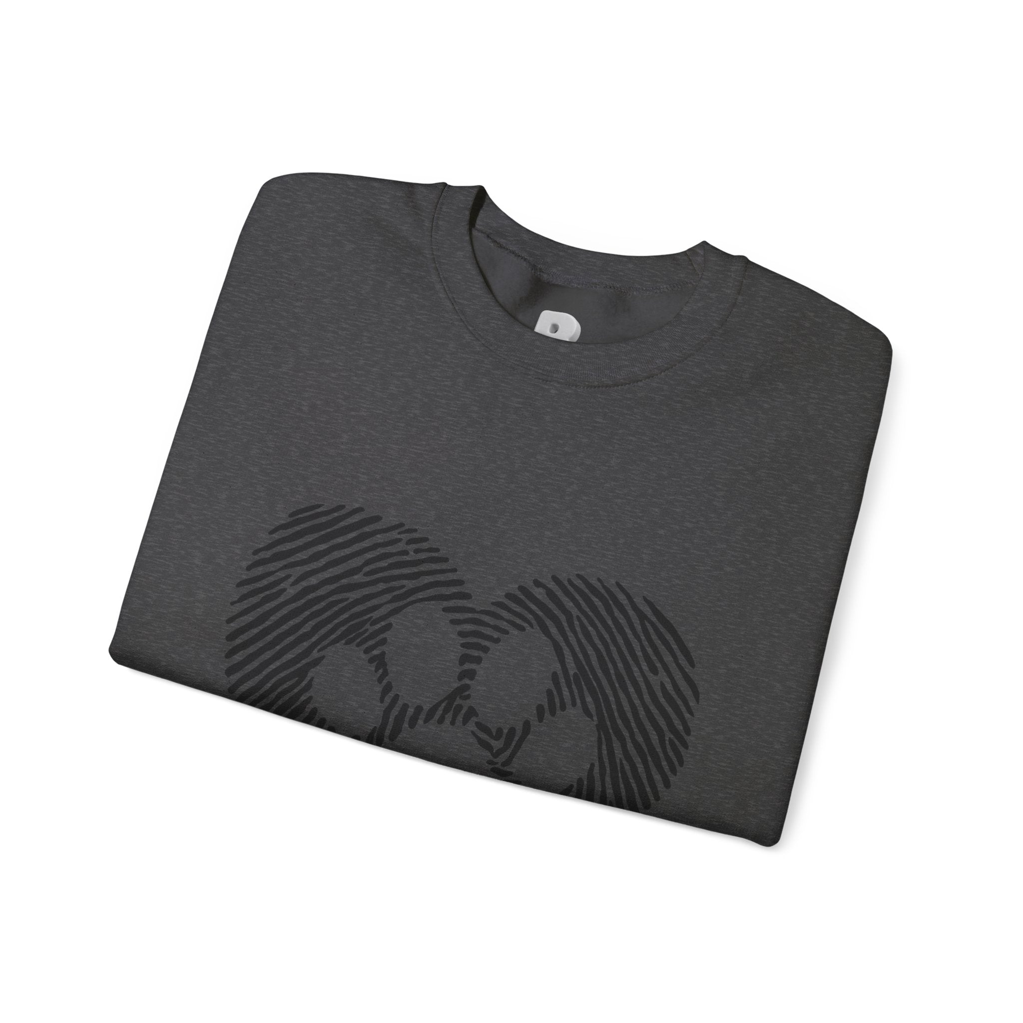 Fingerprint Heart Crewneck Sweatshirt — Panda Paw Love Graphic