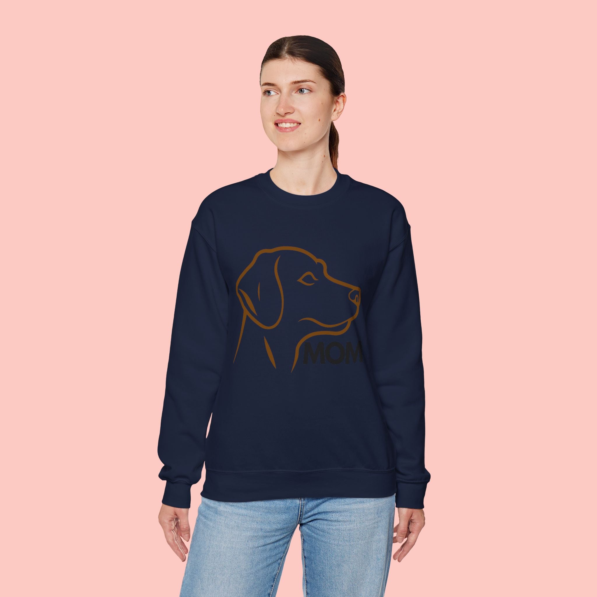 Dog Mom Crewneck Sweatshirt – Minimalist Labrador Outline