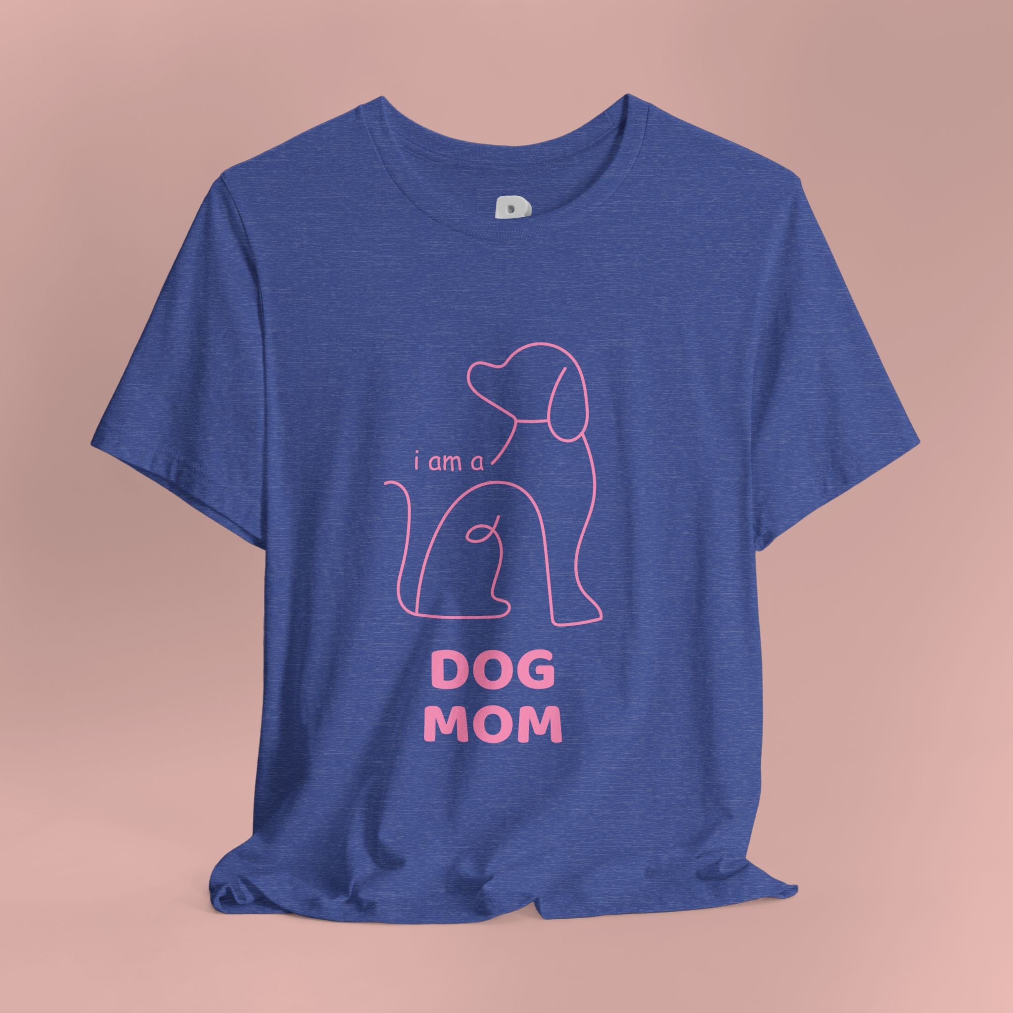 Dog Mom T‑Shirt – Minimal Pink Line Art Dog Tee