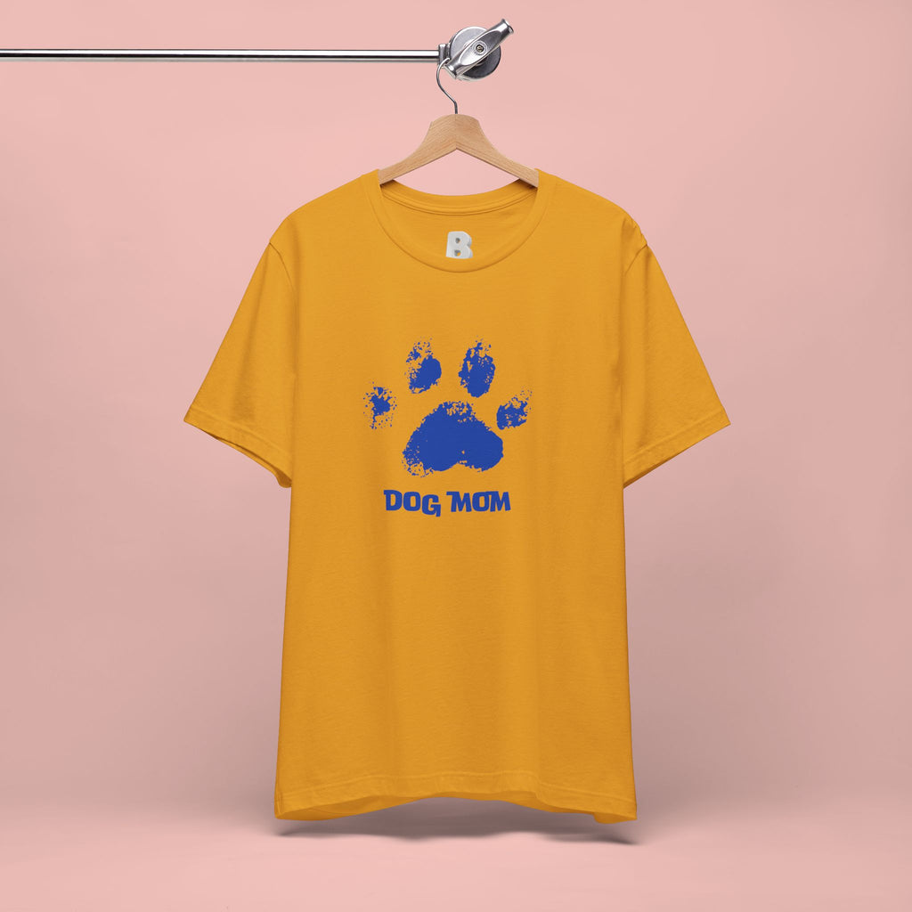 Dog Mom Paw Print T-Shirt — Distressed Blue Design