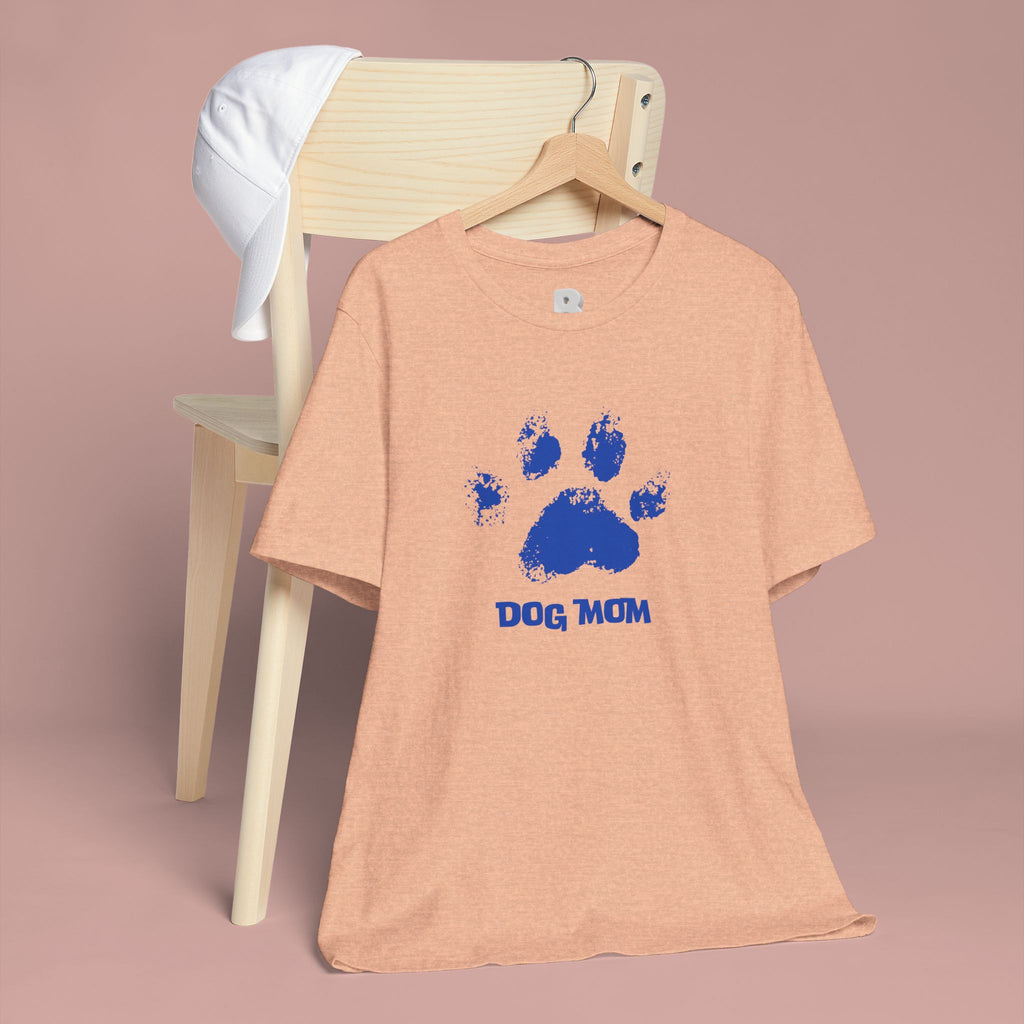 Dog Mom Paw Print T-Shirt — Distressed Blue Design