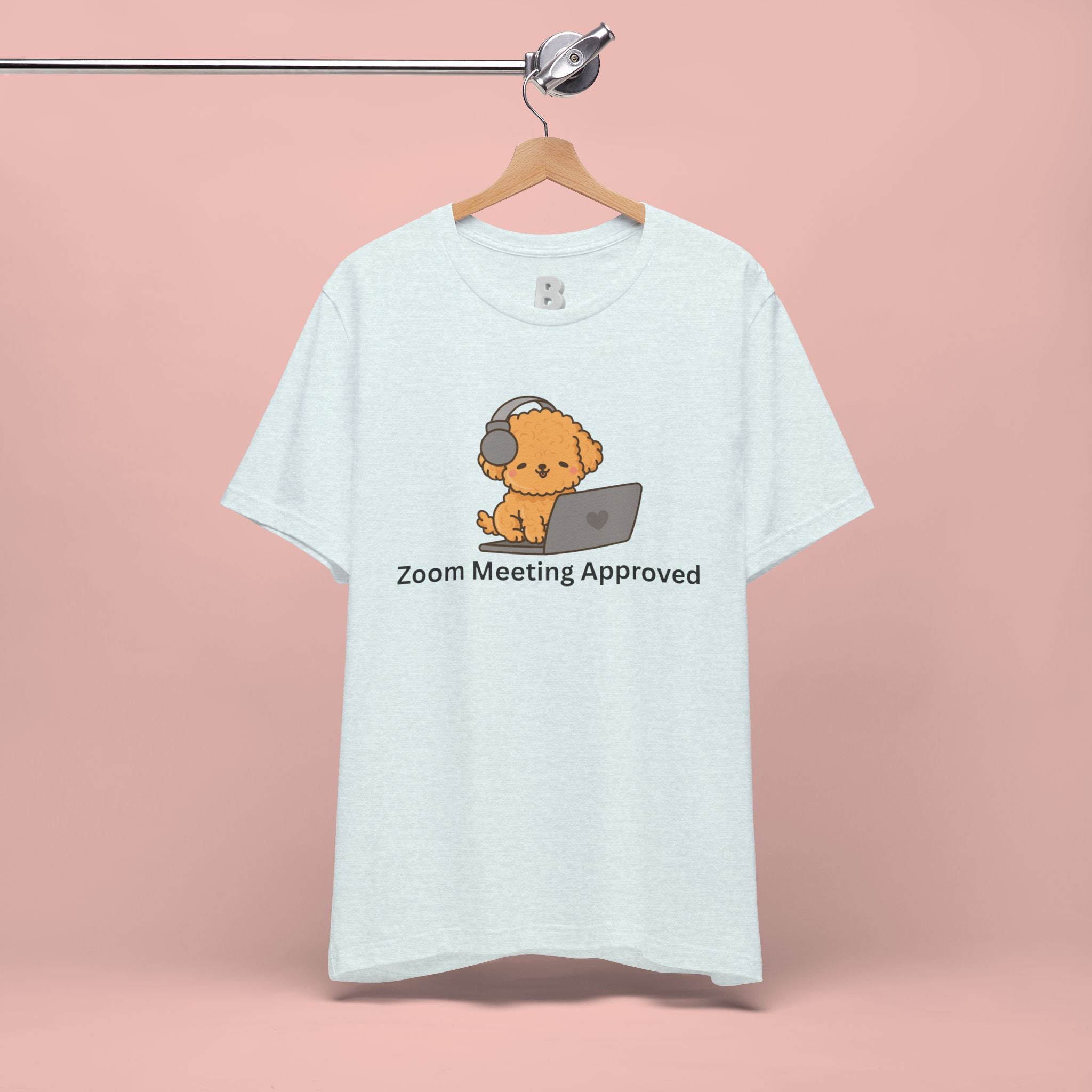 Zoom Meeting Approved Tee — Cute Puppy with Headset Laptop Graphic