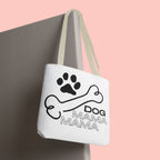 Dog Mama Tote Bag — Paw Print & Bone Graphic Canvas Shopper