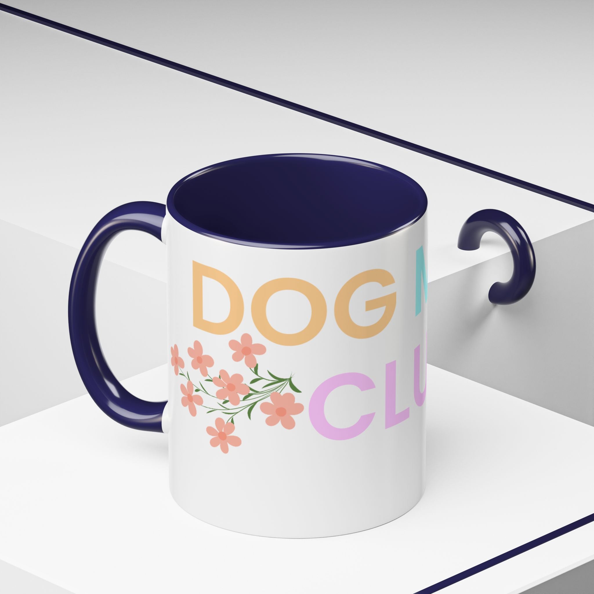 Dog Mom Club Accent Coffee Mug – Colorful Paw Print 11/15oz