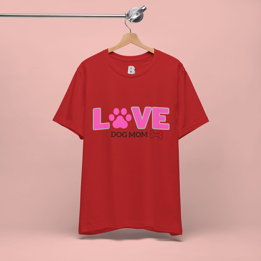 Love Dog Mom T-Shirt — Pink Paw Graphic Tee