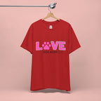 Love Dog Mom T-Shirt — Pink Paw Graphic Tee